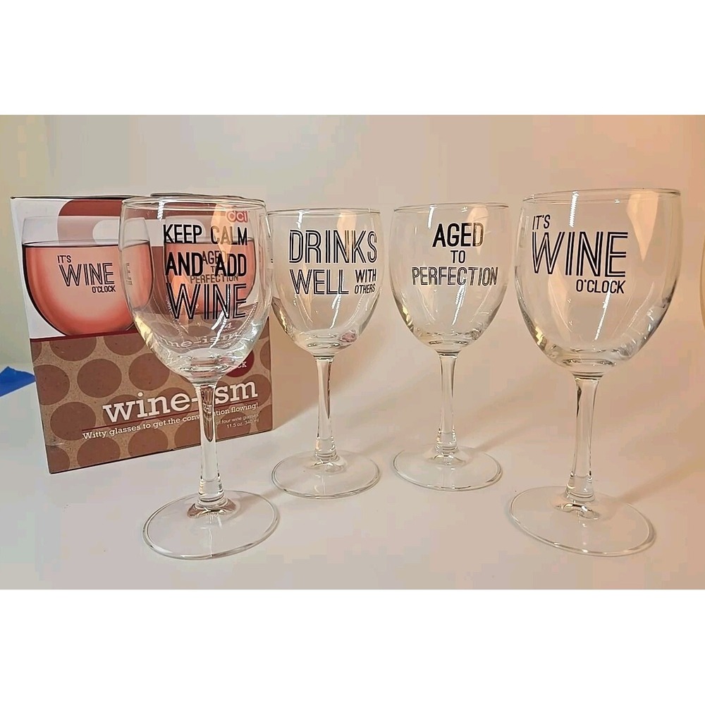 DCI Wine-ism Wine Glass Set Of 4 - Novelty Labeled Fun‎